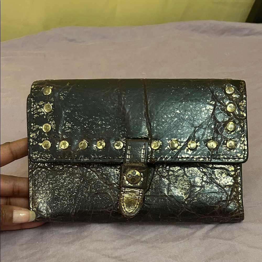 Patricia Nash Studded Brown Leather wallet